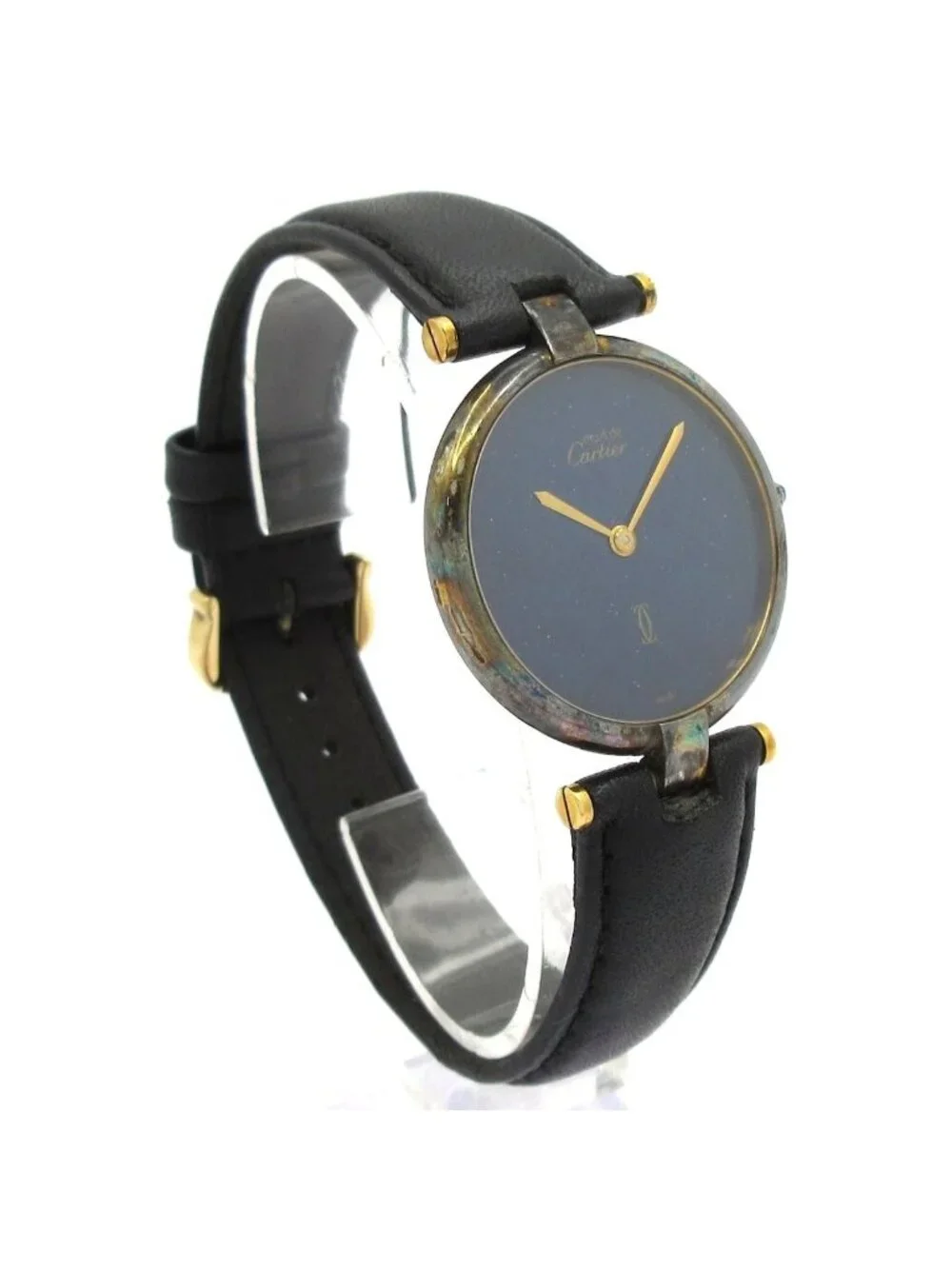 Cartier Watch Must Vendome 925 Sterling Silver Dark Navy